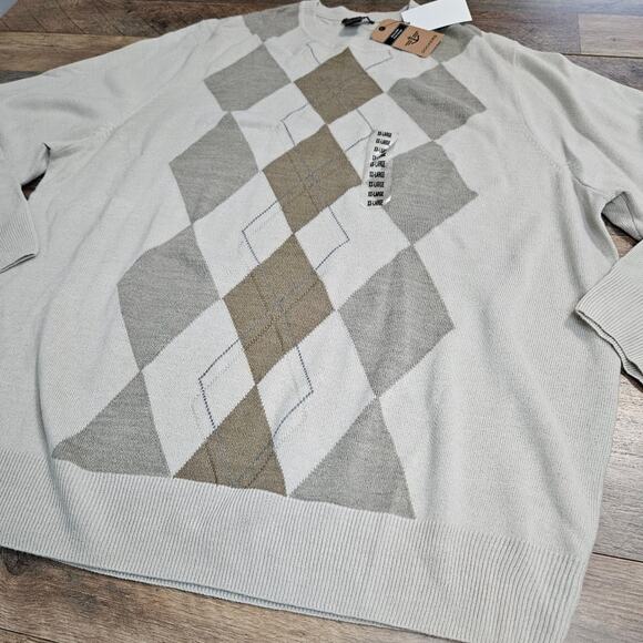 NEW Argyle Sweater Mens  Grandpacore Vanilla Neutral Knit XXL by Dockers Preppy - Picture 3 of 14